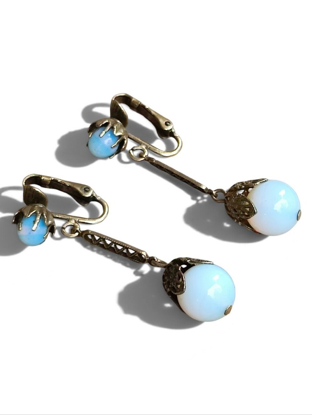 Antique Gold Filled Opal Earrings